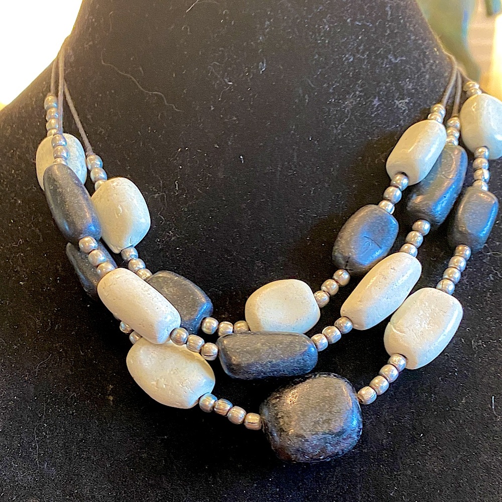 Magnesite and Pyrite Stone Necklace